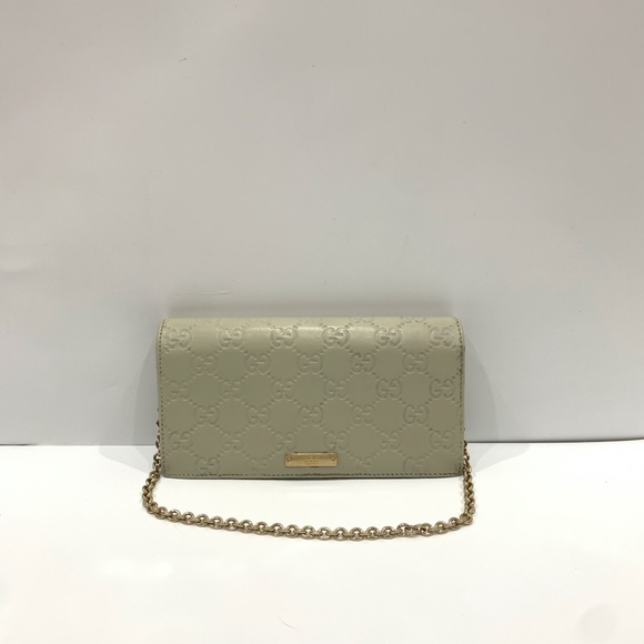 Gucci Beige Guccissima Chain Wallet Sku#85391 (Gently used, button loose) - Picture 1 of 15